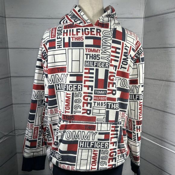 Tommy Hilfiger Boys' Tracksuit Set Sweat Hoodie Pants Logo Navy Size Large 16/18 - Picture 5 of 16